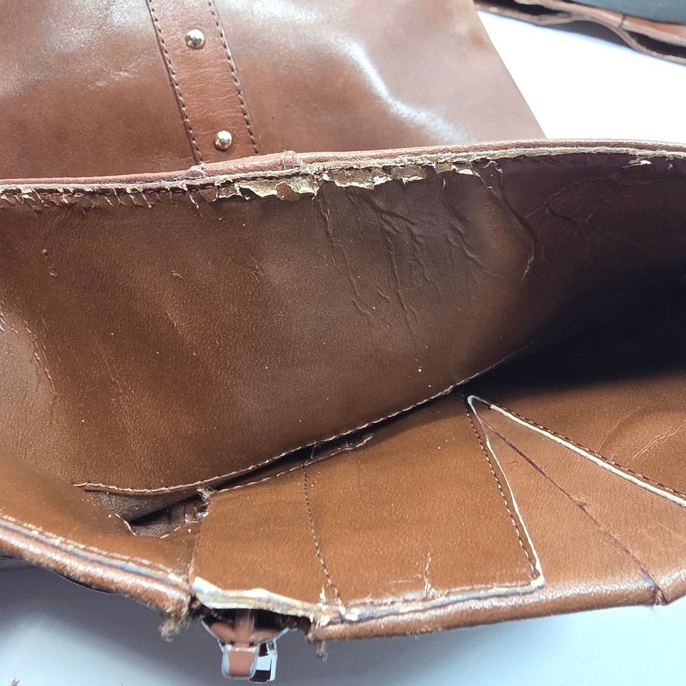 Vince Camuto Prexlee Riding Boots 8.5M Brown Leather Studded Tall Equestrian Y2K - Picture 8 of 9